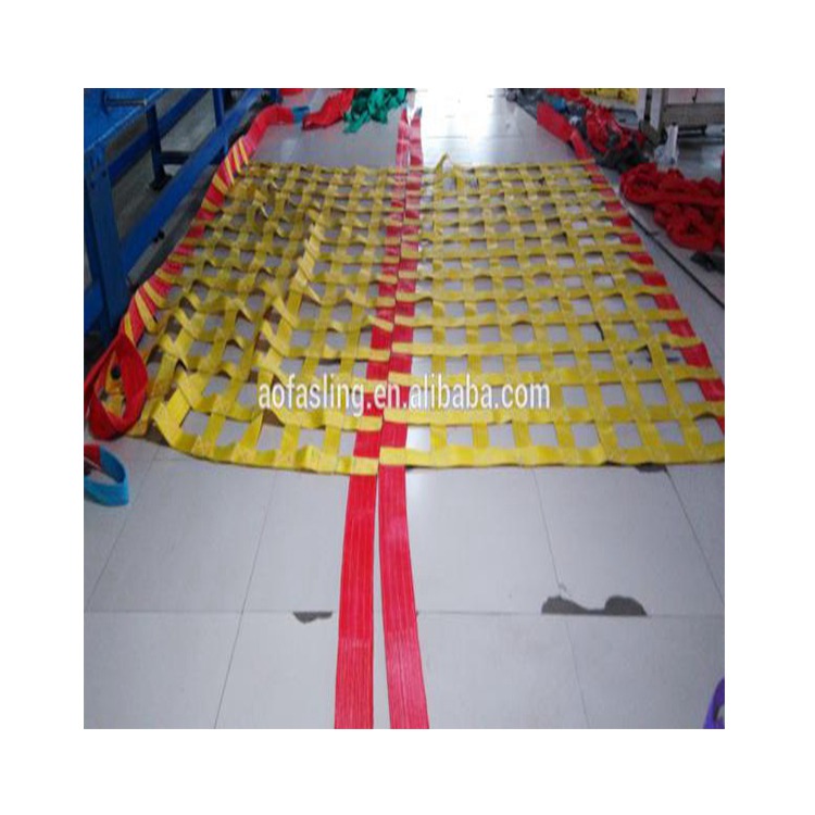 Safety Polyester Plastic Flat Webbing Strap Net Heavy Duty Cargo Lifting Nets