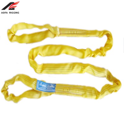 high quality soft 100% Polyester endless 5 ton orange yellow specification capacity round Lifting sling Belt